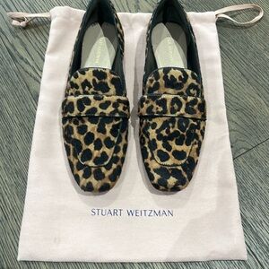 Lightly worn calf hair loafers